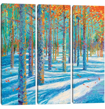 Frosted Fall Canvas Art Print - 3-Piece Tree Art