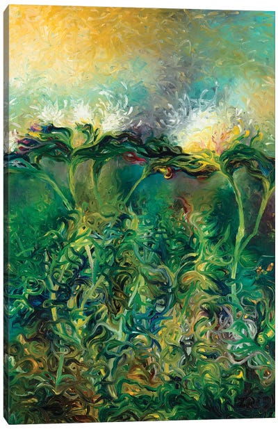 Artichoke Bloom Canvas Art Print - Finger Painting Art