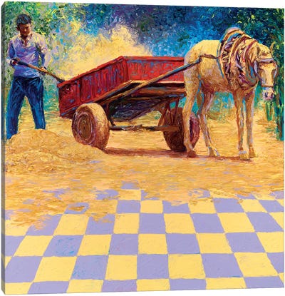 Dusty Horse Cart Canvas Art Print - Farmer Art