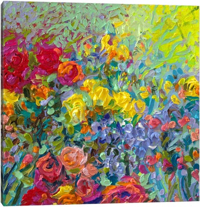 Clay Flowers Canvas Art Print - Finger Painting Art