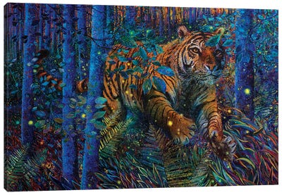 Tiger Fire Smaller Canvas Art Print - Wild Cat Art