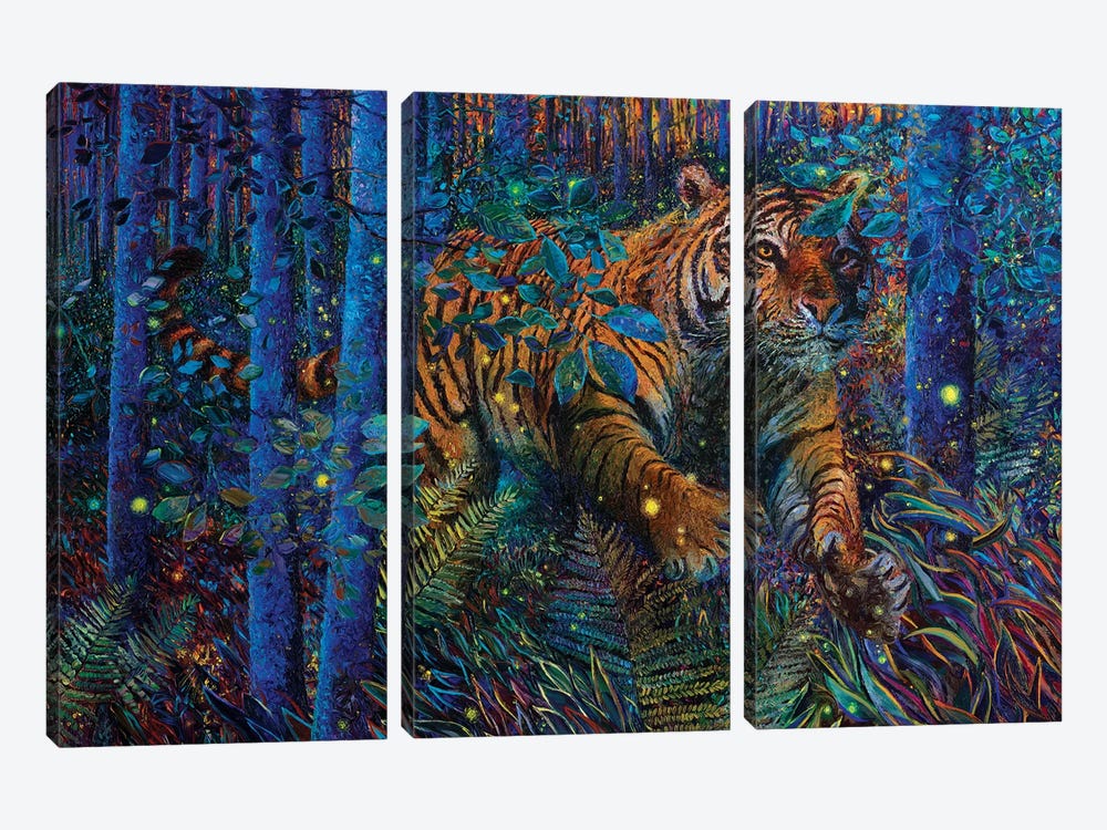 Tiger Fire Smaller by Iris Scott 3-piece Canvas Art