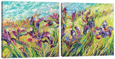 Irises Diptych Canvas Art Print - Iris Art