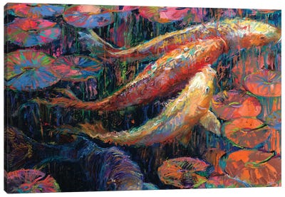 Japanese Inks Canvas Art Print - Koi Fish Art