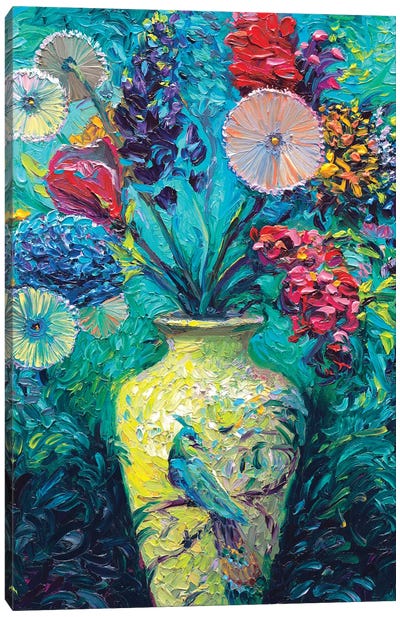 Aquarian Bloom Canvas Art Print - Finger Painting Art