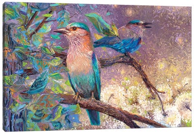 Indian Rollers Canvas Art Print - Finger Painting Art