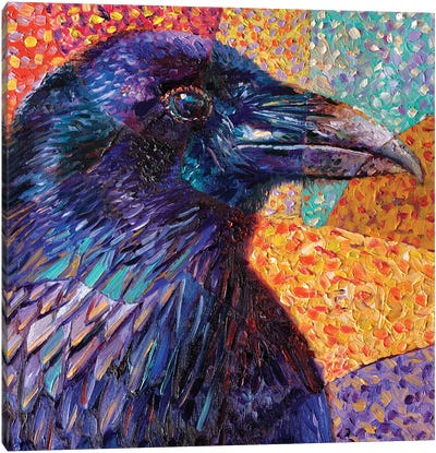 Kristin's Raven Canvas Art Print - Finger Painting Art