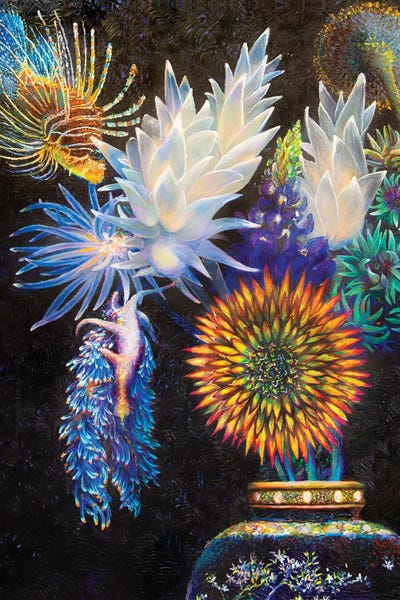 Finger Painting: Ikebana Ultramarine II by Iris Scott