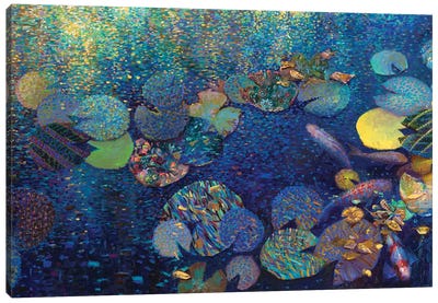 Under The Koi Quilt Canvas Art Print - Koi Fish Art
