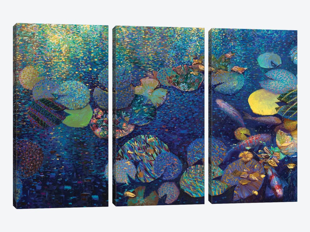 Under The Koi Quilt by Iris Scott 3-piece Canvas Print