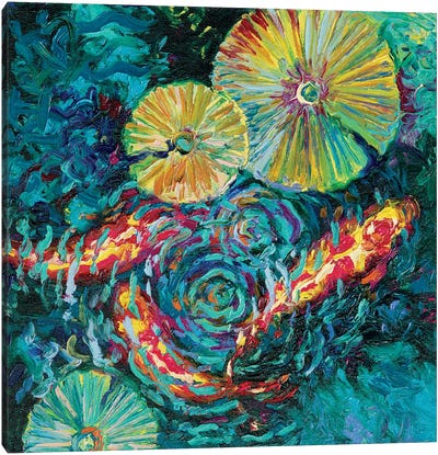 Pesci In Sunflowers Canvas Art Print - Koi Fish Art