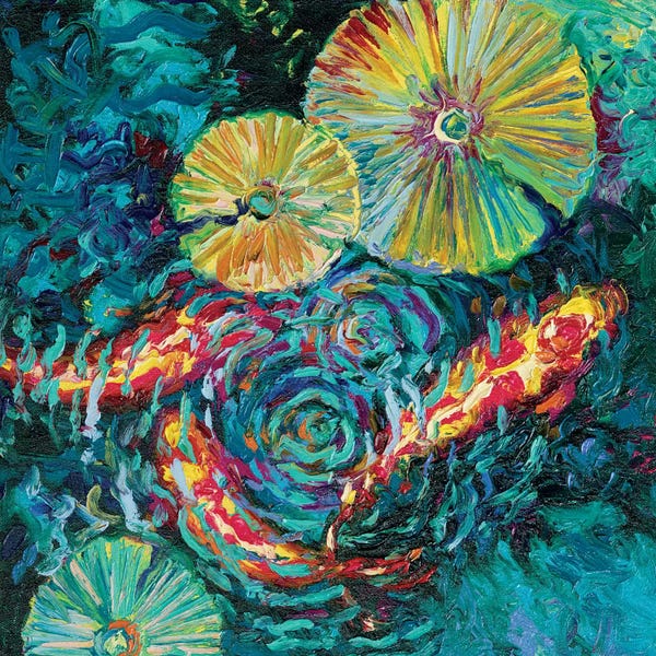 Koi: Pesci In Sunflowers by Iris Scott