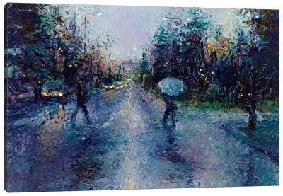 Slippery Sidewalk Canvas Art Print - Rain Art