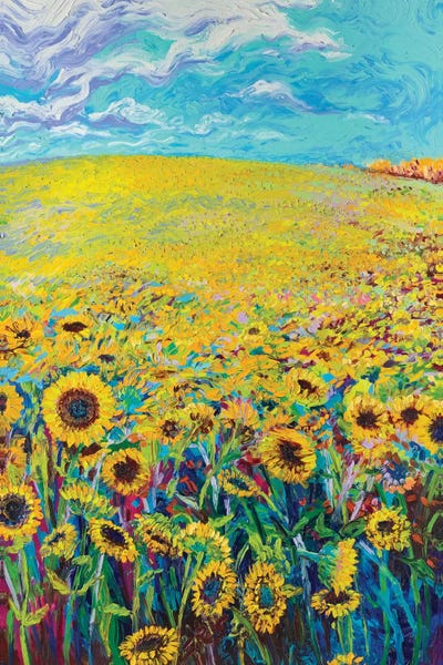 Artists Like Van Gogh: Sunflower Triptych Panel I by Iris Scott