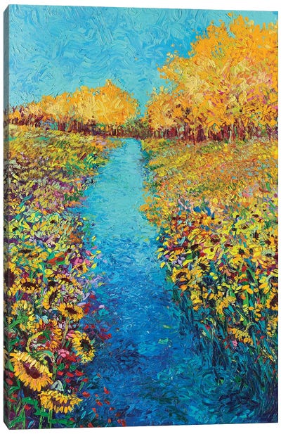 Sunflower Triptych Panel II Canvas Art Print - Gardens & Floral Landscapes