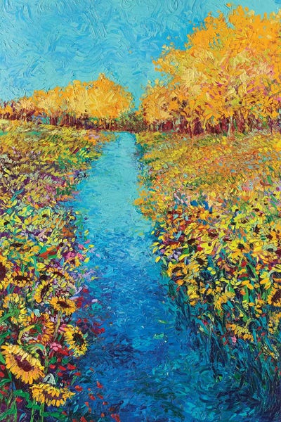 Van Gogh's Sunflowers Collection: Sunflower Triptych Panel II by Iris Scott