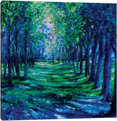 Blue Evergreens Canvas Art Print - Finger Painting Art