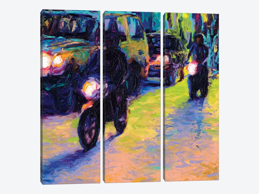 Two Motorcycles by Iris Scott 3-piece Art Print