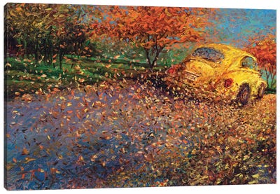 Volkswagen Yellow Canvas Art Print - Current Day Impressionism Art