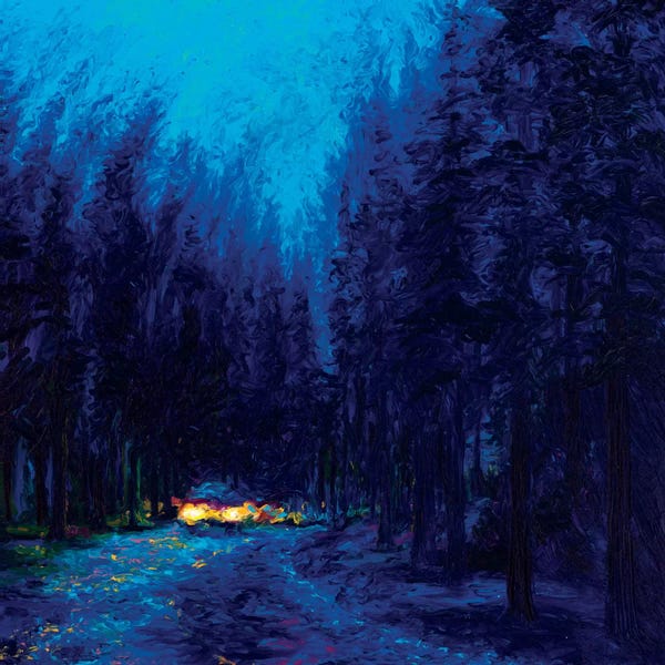 Finger Painting: Blue Redwoods by Iris Scott