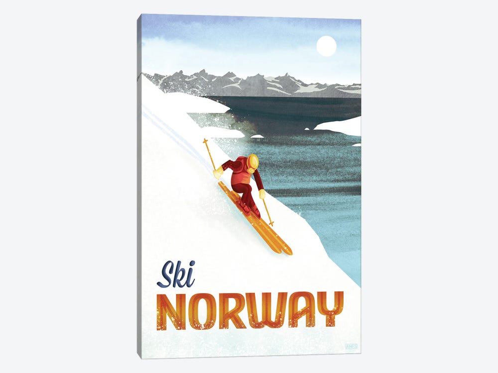 Norway-Skiing by Missy Ames 1-piece Canvas Wall Art