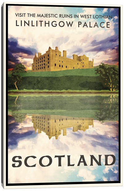 Scotland-Linlithgow Lake Canvas Art Print - Castle & Palace Art