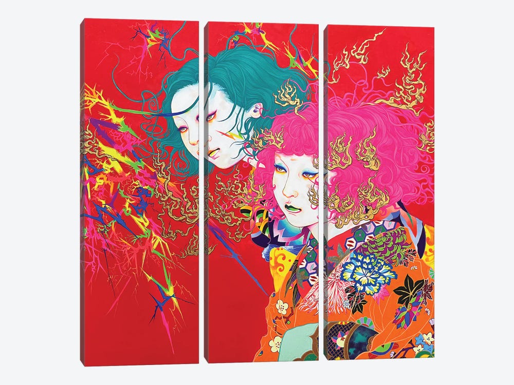 Flame And Lightning by Ito Chieko 3-piece Canvas Artwork