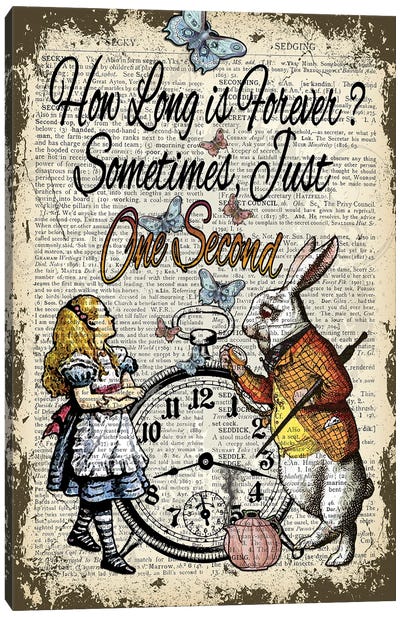 Alice In Wonderland ''One Second'' Canvas Art Print - Animated & Comic Strip Character Art