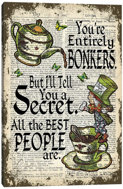Alice In Wonderland ''Mad Hatter / Bonkers'' Canvas Art Print - Tea Art