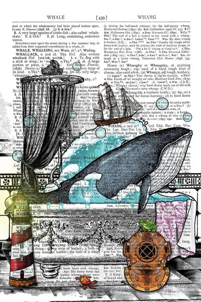 Kids Ocean Life Art: There Is A Whale In The Bathtub by In the Frame Shop