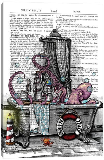 There Is An Octopus In The Bathtub Canvas Art Print - Sailboat Art