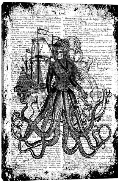 Oddity Of The Sea ''lady'' Canvas Art Print - Octopus Art