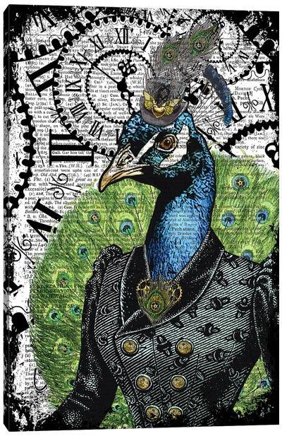 Steampunk Peacock Canvas Art Print - In the Frame Shop
