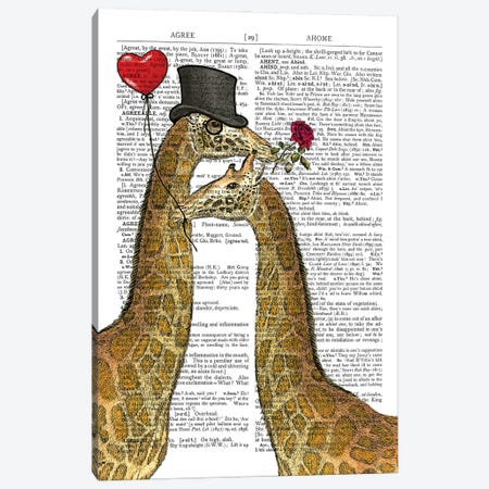 Giraffes In Love Canvas Print #ITF22} by In the Frame Shop Canvas Wall Art