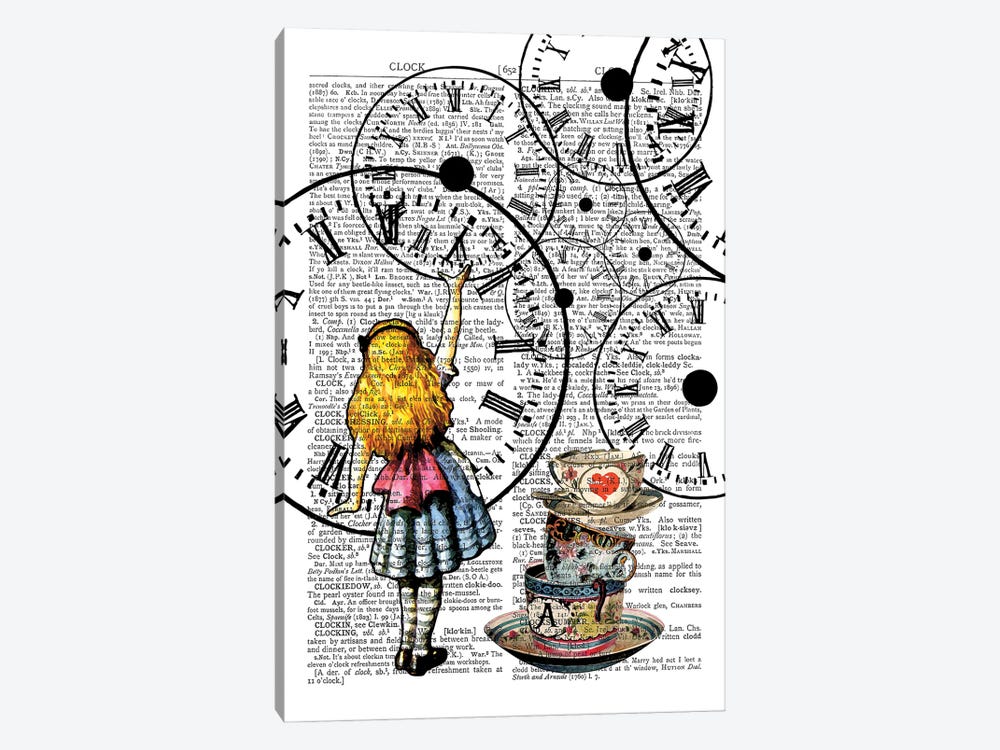 Alice In Wonderland ''Around The Clocks'' by In the Frame Shop 1-piece Canvas Art