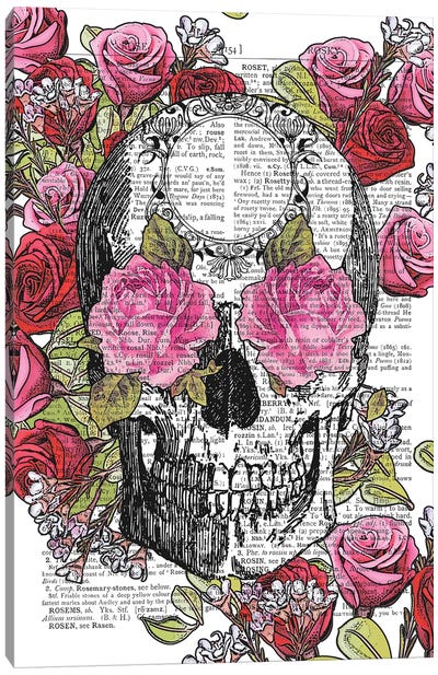 Skull And Roses Canvas Art Print - In the Frame Shop
