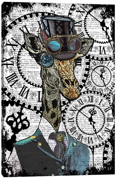 Steampunk Giraffe Canvas Art Print - Clock Art
