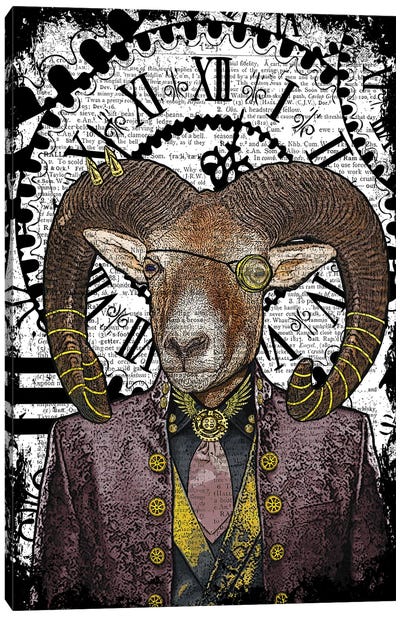 Steampunk Ram Canvas Art Print - Sheep Art