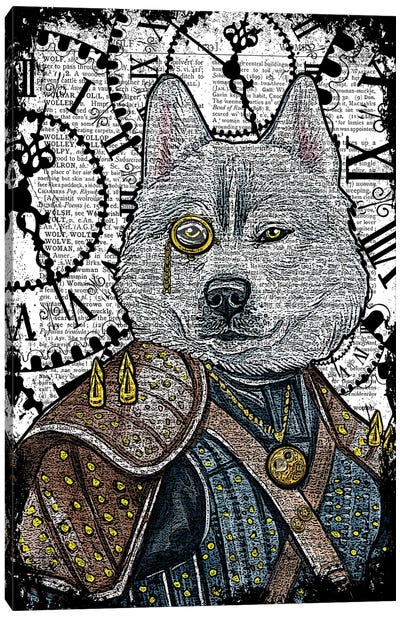 Steampunk Wolf Canvas Art Print - Clock Art