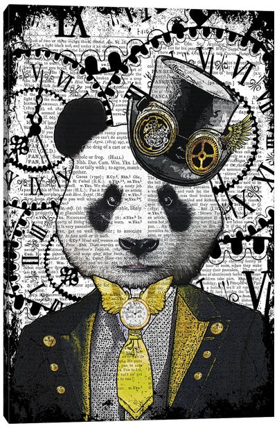 Steampunk Panda Canvas Art Print - Funky Art Finds