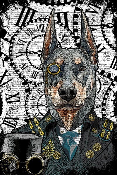 Clocks: Steampunk Doberman by In the Frame Shop