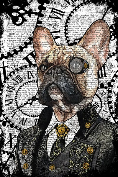 Clocks: Steampunk French Bulldog by In the Frame Shop
