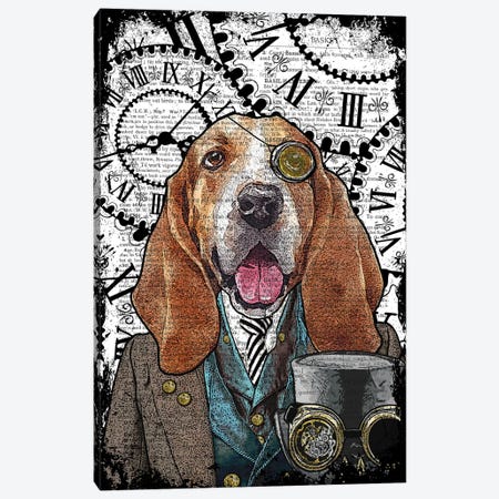 Steampunk Basset Canvas Print #ITF50} by In the Frame Shop Canvas Print