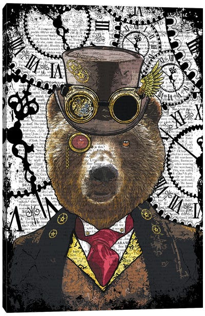 Steampunk Bear Canvas Art Print - Brown Bear Art