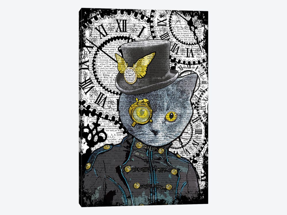 Steampunk Blue Cat by In the Frame Shop 1-piece Canvas Art Print
