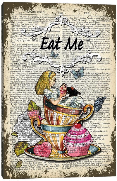 Alice In Wonderland ''Eat Me'' Canvas Art Print - Tea Art