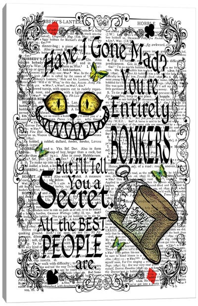 Alice In Wonderland ''Bonkers'' Canvas Art Print - The Mad Hatter