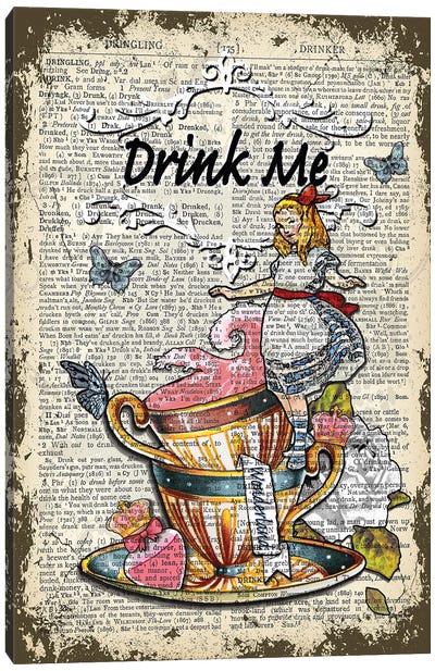 Alice In Wonderland ''Drink Me" II Canvas Art Print - Tea Art