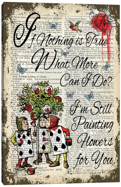 Alice In Wonderland ''Painting Flowers'' Canvas Art Print - Alice In Wonderland