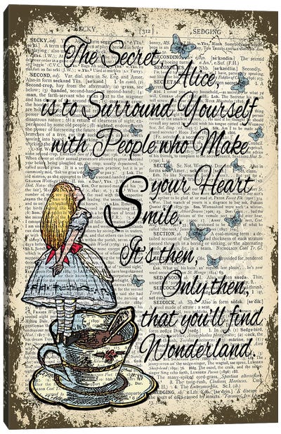 Alice In Wonderland ''Secret'' Canvas Art Print - Alice